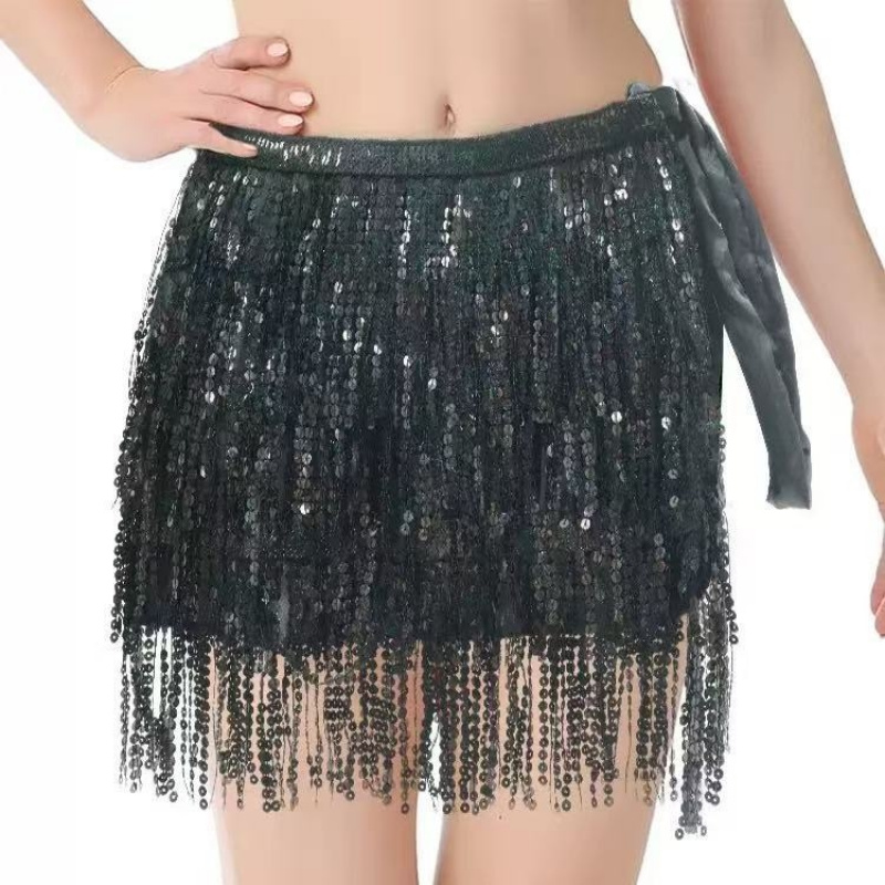 Bohemian Dance 3-Layer Sequined Tassel Waist Scarf